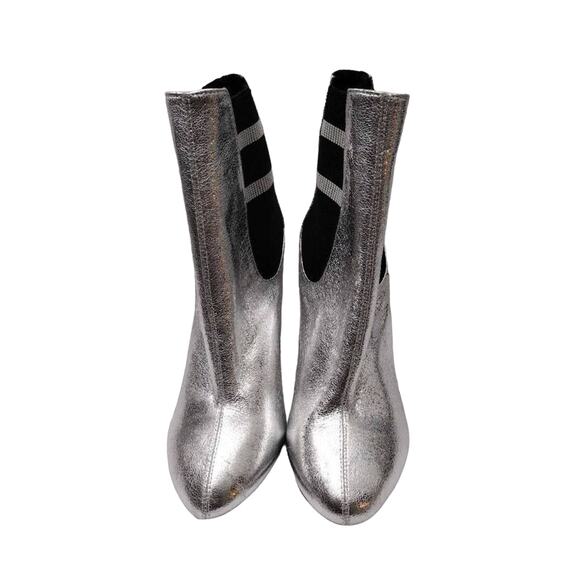 Cape Robbins Women Audrey-1 Chelsea Boots Metallic Silver Mid Calf Pull On 7.5 M - Picture 2 of 9